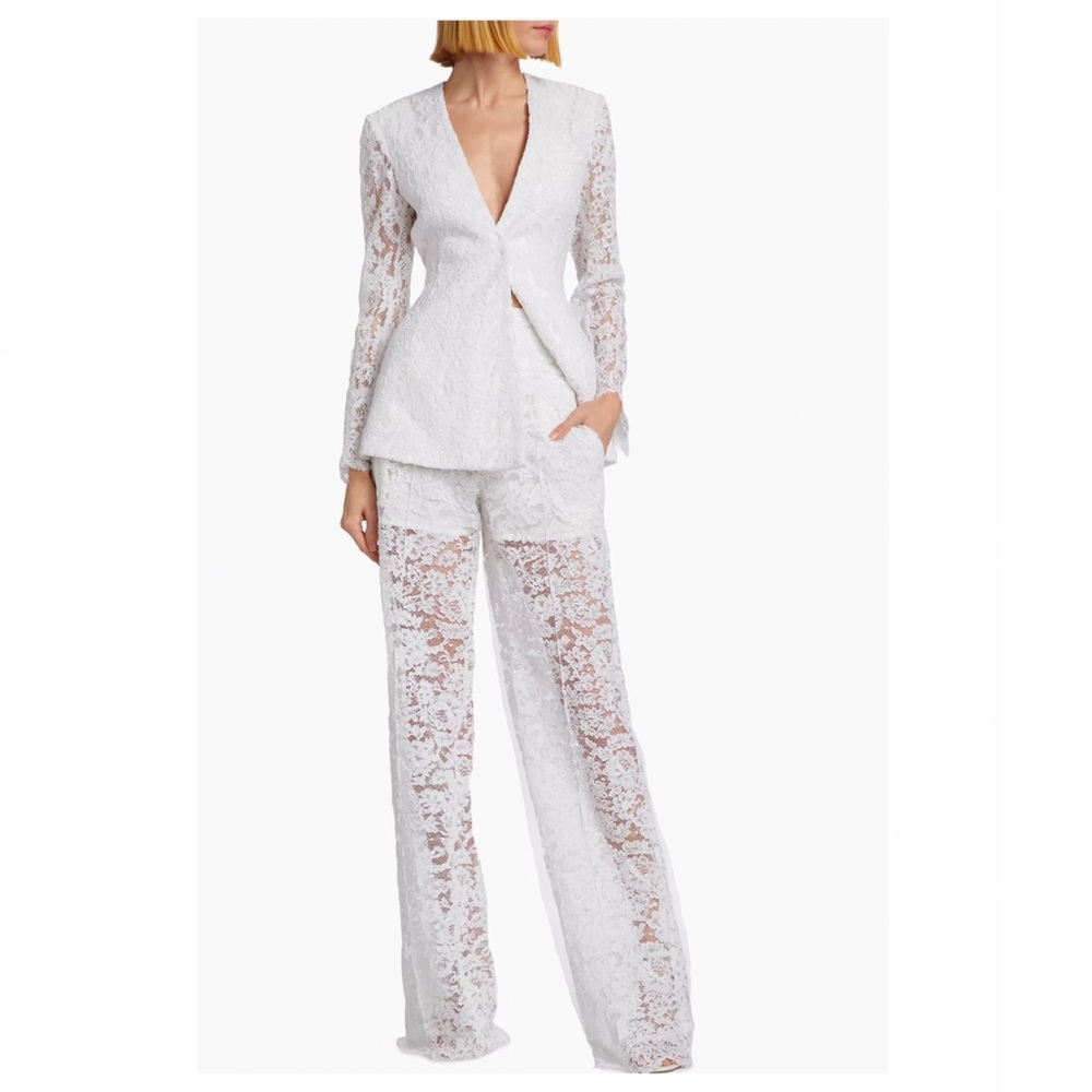 Alejandra Alonso Rojas Floral Lace Wide-Leg Pants